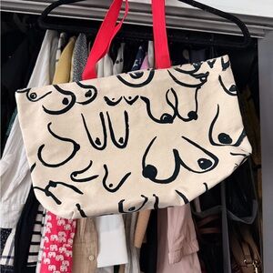 Gravel & Gold Artistic Cream and Red Tote Bag